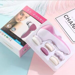 Pink and White Facial Cleansing Brush Set